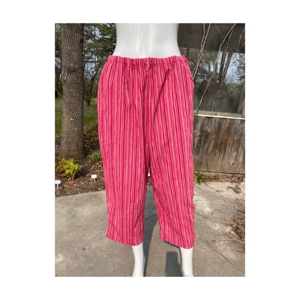 Vintage | 90s Carroll Reed Gaucho Pants Cropped Red Stripes Sz 2X Volup